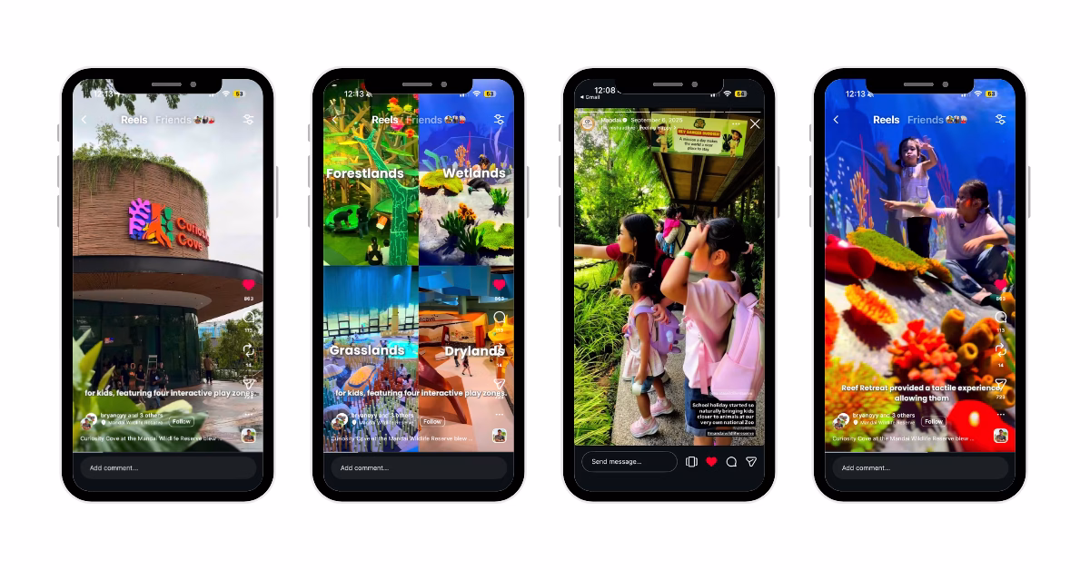 mobile screenshots of an influencer instagram post for curiosity cove singapore
