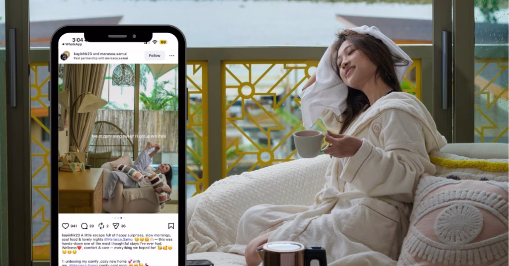 Hong Kong influencer kayinhk23 collaborates with Marasca Samui for influencer marketing through MCN Asia